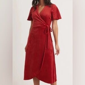 Marine Layer Viola Velour Red Wrap Dress